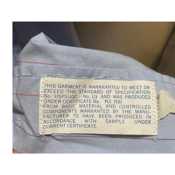 Vintage Postal, Pinstripe Mailman Shirt, size 15 - Picture 4 of 9